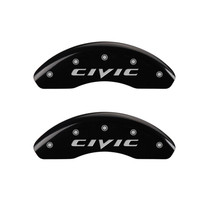 MGP 20212FCIVBK - Front set 2 Caliper Covers Engraved Front 2015/Civic Black finish silver ch