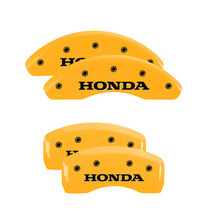 MGP 20220SHONYL - 4 Caliper Covers Engraved Front & Rear Honda Yellow Finish Black Char 2003 Honda Civic