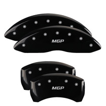 MGP 22150SMGPBK - 4 Caliper Covers Engraved Front & Rear  Black finish silver ch