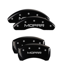 MGP 32022SMOPBK - 4 Caliper Covers Engraved Front & Rear MOPAR Black finish silver ch