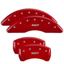 MGP 35026SMGPRD - 4 Caliper Covers Engraved Front & Rear  Red Finish Silver Characters 2017 Cadillac CT6