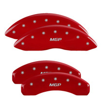 MGP 35028SMGPRD - 4 Caliper Covers Engraved Front & Rear  Red Finish Silver Characters 2016 Cadillac CTS