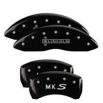 MGP 36019SLCSBK - 4 Caliper Covers Engraved Front Lincoln Engraved Rear MKS Black finish silver ch