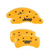 MGP 42013SJPLYL - 4 Caliper Covers Engraved Front JEEP Engraved Rear JEEP Grill logo Yellow finish black ch