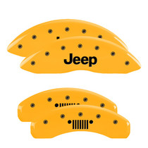 MGP 42020SJPLYL - 4 Caliper Covers Engraved F&R 11-18 Jeep Grand Cherokee Yellow Finish Black Jeep/Grill Logo