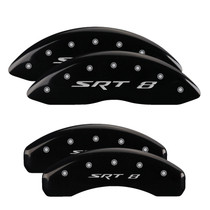 MGP 42020SSR8BK - 4 Caliper Covers Engraved Front & Rear 11-18 Jeep Grand Cherokee Black Finish Silver SRT-8 Logo