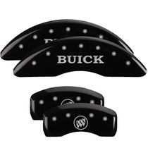 MGP 49001SBSHBK - 4 Caliper Covers Engraved Front Buick Engraved Rear Buick Shield Black finish silver ch