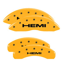 MGP 55001SHEMYL - 4 Caliper Covers Engraved Front & Rear Hemi Yellow finish black ch