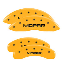 MGP 55001SMOPYL - 4 Caliper Covers Engraved Front & Rear MOPAR Yellow finish black ch