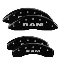 MGP 55005SRAMBK - 4 Caliper Covers Engraved Front & Rear Ram Black Finish Silver Char 2019 Ram 1500