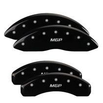 MGP 56006SMGPBK - 4 Caliper Covers Engraved Front & Rear  Black Powder Coat Finish Silver Characters