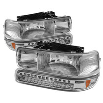 Spyder 5069474 - Xtune Chevy TahOE 00-06 Headlights w/ LED Bumper Lights Amber Chrome HD-JH-CSIL99-LED-SET-C
