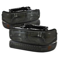 Spyder 5069481 - Xtune Chevy TahOE 00-06 Headlights w/ LED Bumper Lights Amber Smoke HD-JH-CSIL99-LED-SET-SM