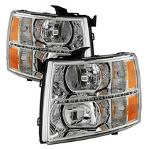 Spyder 9032981 - Xtune Chevy Silverado 07-13 Crystal Headlights w/ Drl LED Design Black HD-JH-CS07-LED-C