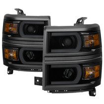 Spyder 9034978 - Xtune Chevy Silverado 1500 14-15 Projector Headlights Light Bar Drl Smoked PRO-JH-CS14-LBDRL-BSM