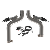 QTP 550015 - 15-17 Ford Mustang GT 2.5in 304SS Aggressor Cutout Mid Pipe