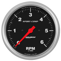 AutoMeter 3997 - Sport-Comp 5in. 0-6K RPM In-Dash Tachometer Gauge