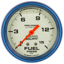 AutoMeter 4211 - Ultra-Nite 2-5/8in 15psi Mechanical Glow In The Dark Fuel Pressure Gauge