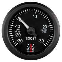 AutoMeter ST3112 - 52mm Stack Instruments -30INHG to +30PSI Mechanical Boost Gauge - Black