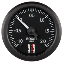 AutoMeter ST3311 - Stack 52mm -1 to +2 Bar (Incl T-Fitting) Pro Stepper Motor Boost Pressure Gauge - Black