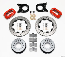 Wilwood 140-5236-DR - Forged Dynalite P/S Rear Kit Drilled Red Chev 12 Bolt w/Clip Eliminator