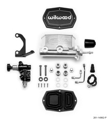 Wilwood 261-14962-P - Compact Tandem M/C - 15/16in Bore - w/Bracket and Valve (Pushrod) - Ball Burnished