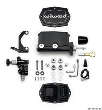 Wilwood 261-15522-BK - Compact Tandem M/C - 7/8in Bore w/Bracket and Valve fits Mustang (Pushrod) - Black
