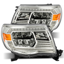 AlphaRex 880734 - 05-11 Toyota Tacoma LUXX Crystal Headlights Plank Style Chrome w/Activation Light/DRL