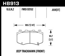 Hawk HB913B.659 - 18-19 Jeep Grand Cherokee Track HPS 5.0 Front Brake Pads