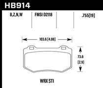 Hawk HB914Z.580 - 2018 Subaru WRX STI Performance Ceramic Street Brake Pads