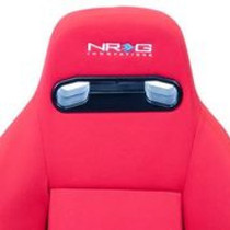 NRG RSC-210L/R - Sport Seats (Pair) Type-R Cloth w/ Logo - Red w/Red Stitch