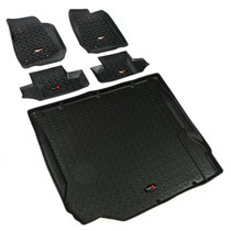 Rugged Ridge 12988.02 - Floor Liner Front/Rear/Cargo Black 2007-2010 Jeep Wrangler JK 2 Dr