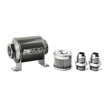 Deatschwerks 8-03-070-010K-10 - Stainless Steel 10AN 10 Micron Universal Inline Fuel Filter Housing Kit (70mm)