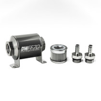 Deatschwerks 8-03-070-010K-38 - Stainless Steel 3/8in 10 Micron Universal Inline Fuel Filter Housing Kit (70mm)