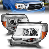 Anzo 111518 - 2005-2011 Toyota Tacoma Projector Headlights w/ Light Bar Chrome Housing