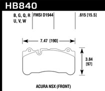 Hawk HB840G.615 - 2017 Acura NSX DTC-60 Street Front Brake Pads