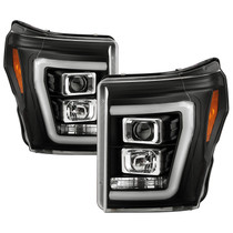 Spyder 5087898 - Ford F250/350/450 11-16 V2 High-Power LED Headlights-White Light Bar-Black PRO-YD-FS11V2PL-BK