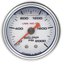 AutoMeter 2183 - AutoGage 1.5in Liquid Filled Mechanical 0-2000 PSI Fuel Pressure Gauge - White