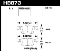 Hawk HB873Y.590 - 17-19 Lincoln MKC 2.0L / 2.3L Street Rear Brake Pads