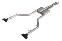 Pypes SMC22SB - Cat Back Exhaust System Split Rear Dual Exit 08-14 Challenger V6 2.5 in Intermediate And Tail Pipe Street Pro Muffler/Hardware/Black Tips Incl Natural Finish 409 Stainless Steel  Exhaust