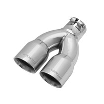 Flowmaster 15384 - Exhaust Tip - 3.00 in. Dual Angle Cut Polished SS Fits 2.25 in. Tubing -Clamp on