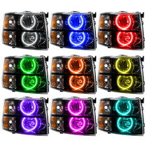 ORACLE Lighting 7105-334 - 07-13 Chevrolet Silverado SMD HL - Black - Round Style - ColorSHIFT w/o Controller