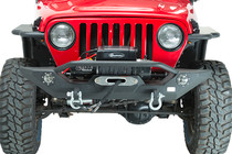 Fishbone Offroad FB22016 - Jeep TJ/YJ Front Bumper W/LED's 87-06 Wrangler TJ/YJ Steel Black Textured Powercoat  Offroad