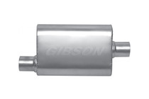 Gibson BM0100 - MWA Superflow Offset/Center Oval Muffler - 4x9x14in/2.25in Inlet/2.25in Outlet - Stainless