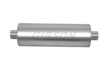 Gibson BM0113 - MWA Superflow Center/Center Round Muffler - 5x10in/2.5in Inlet/2.5in Outlet - Stainless