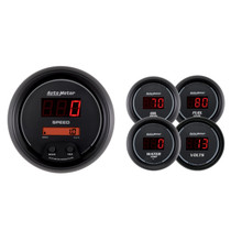 AutoMeter 6300 - Gauge Kit 5 Pc. 3-3/8in. & 2-1/16in. Elec Speedo Digital Black Dial W/ Red Led