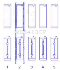 King Engine Bearings MB5413CP - King Opel LNF / LSJ / L42/61 / Z22SE Crankshaft Main Bearing Set (Set of 5)