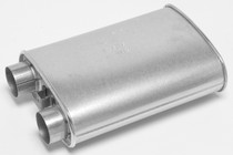 Dynomax 17676 - Muffler - Super Turbo - 2-1/2 in Offset Inlet - 2-1/2 in Offset Outlet - 14 x 4-1/4 x 9-3/4 x 6 in Oval - 15-1/2 in Long - Steel - Aluminized - Universal - Each