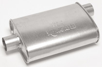 Dynomax 17733 - Muffler - Super Turbo - 2-1/2 in Offset Inlet - 2-1/2 in Center Outlet - 14 x 4-1/4 x 9-3/4 in Oval - 18-1/2 in Long - Steel - Aluminized - Universal - Each