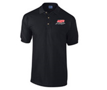 MSD 95101 - Polo Sport Shirt;  Racing Logo Left; 100% Ring-Spun Cotton Pre-Shrunk Pique Knit; Black; Medium;